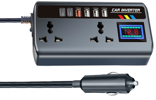 Vehicle Powers Inverter | 12V To 240V Interchangeable | 2 Sockets Output 3 USB Ports Outlet | Inverter Car Converter To Outlet Plug | Fast Charging Ports Portable Automotive Charger Inverter