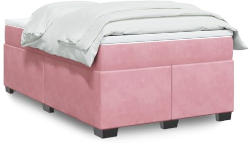 Teenpull Boxspringbett 120x190 cm aus weichem Samt in Rosa, mit Taschenfederkernmatratze und Abnehmbarer Auflage, für erholsamen Schlaf und stabilen Halt im Schlafzimmer