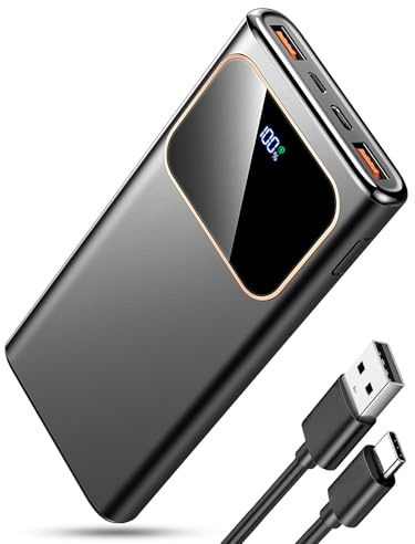 Power Bank Fast Charging 10000mAh, 22.5W Portable Charger USB C Input & Output Powerbank with LED Display, PD3.0 QC4.0 Phone Battery Pack for iPhone17/16/15/14/12, Android More，2025 Black