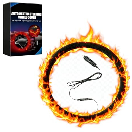 Winter Car Steering Wheel Cover - 12V Heated Steering Wheel Cover Universal Fit for Most Cars, SUVs, Trucks, Vans - Provides Warmth and Comfort