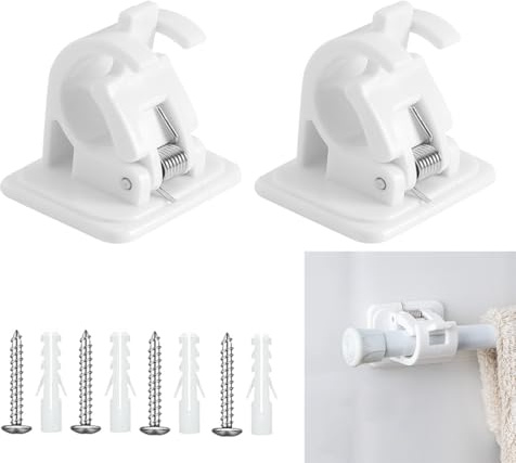 2 Pièces Support Tringle Rideaux Sans Percage, Supports de Tringle Auto Adhésifs, Support Rideaux pour Salle de Bain, Cuisine, Salon, Commode Chambre - Installation Facile