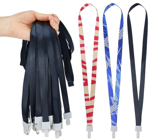 SUPERFINDINGS 100 Stück Sublimationsbedarf Lanyards Schwarze Halsbänder mit Ausweishalter Transfer Lanyards zum Personalisieren von Ausweisen und Namen DIY