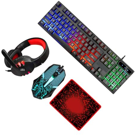 Mipcase Gaming Keyboard and Mouse Combo Set with USB 2.0 and 3.5mm, 104-key Backlit Keyboard and Ergonomic Mouse with Stylish Abs Material for Comfortable Long Hours Use