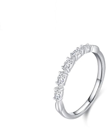 Ring Damen, Ring Weißgold 9K mit Künstlichem Diamanten Silber Größe 57 (18.1) Geschenk Hochzeitstag