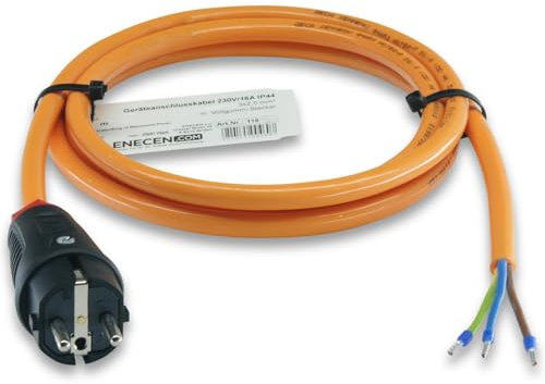 ENECEN 1183203 Anschlusskabel 230V/16A IP44 PUR H07BQ-F 3x2,5 mm² mit Vollgummi-Stecker/freies Ende 3m