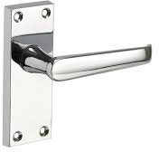 Golden Grace Victorian Straight Handle Lever Latch Door Handles in Premium Polished Chrome Finish, 1 Pair
