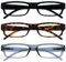 OPULIZE ACE Lesebrille für Damen und Herren - 3er-Pack - Schmaler Rechteckiger Rahmen - Komfort Federscharniere - Kratzfest - Schwarz Braun Schildpatt Grau +1.50