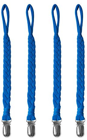 CULASIGN 4Pcs Schnullerkette Baumwolle Schnullerband Baby Schnullerketten Clips für Neugeboren Mädchen und Jungs (Blau)