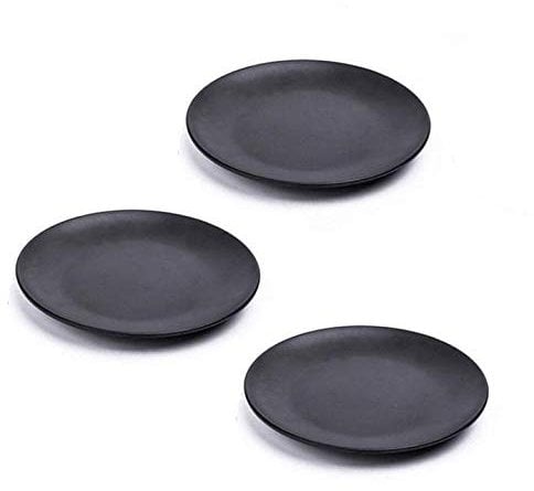 Mengbaobao Set of 3 Black 6 Inch Melamine Ware Dinner Plates Appetizer Dishes Dinnerware