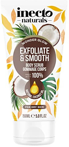 INECTO Revitalising Coconut Body Scrub 150ml, 100% Natural Nourishing Skin Exfoliating Scrub, Rich in Natural Minerals for All Skin Types, Enriched with Coconut Oil