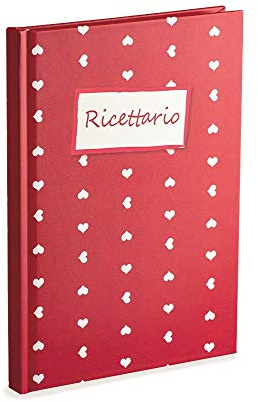 Ricettario personale da scrivere con 3 Segnalibri pietanze con 60 fogli (120 pagine non numerate) in carta avorio a righe. Rosso