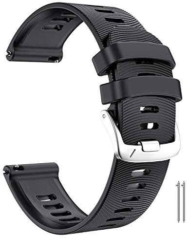ANBEST Compatible avec Garmin Forerunner 245/Vivoactive 3/Forerunner 645 Bracelet, 20mm Bracelet en Silicone de Rechange pour Garmin Venu/Venu SQ/Venu 2 Plus/Vivomove HR Smart Watch, Noir