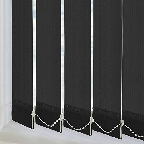 MADE TO MEASURE VERTICAL BLIND REPLACEMENT SLATS LOUVRES by Homesmart Blinds 89mm 3.5 HUGE CHOICE OF FABRICS (Stripe Black, Made To Measure)