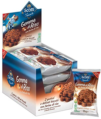 Riso Scotti Snack - Biscotti Gemma di Riso al Cioccolato - 15 Pezzi