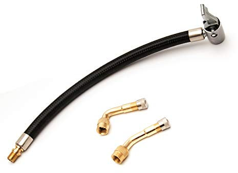 DTXLX 235mm Verlängerungsrohr Inflator Pumpe+Messing Inflator Anschluss Winkelverlängerung 90° 135° für Autos Fahrräder Motorräder