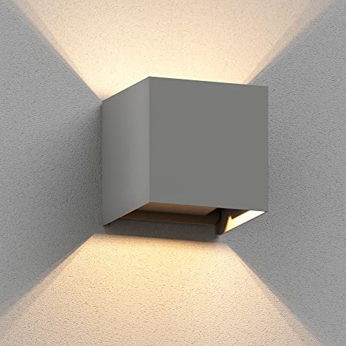 ledscom.de Wandleuchte CUBEL für außen, IP65, Up-/Downlight, grau matt, quadratisch, 1x G9 max. 10W