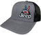 Jeep Wave Logo Trucker Hat Mütze - Gebürstete Baumwolle/Twill mit High Density Silicon Logo Heather Grey/Black