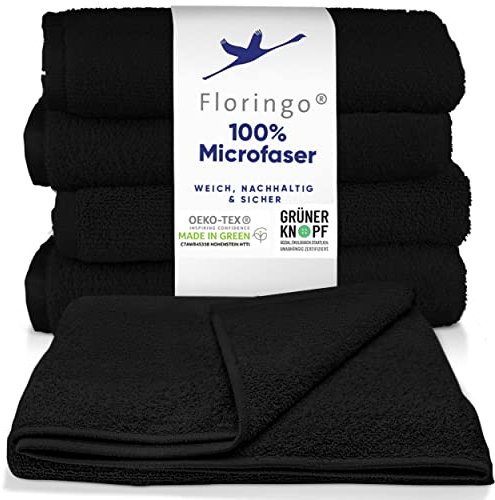 Moon 5er Pack Microfaser, Friseur, Handtücher, Salonhandtücher, ca. 30x50 cm von Floringo mit saugstarker Oberfläche (schwarz)