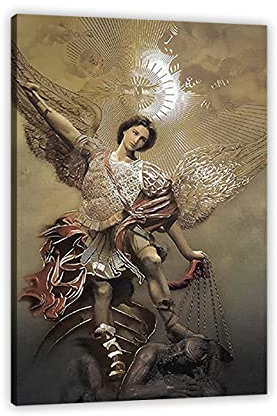 ZHONGYUTONG St. Michael der Erzengel Poster mit Rahmen Leinwand Kunstdruck Gemälde Wandbilder für Wohnzimmer Schlafzimmer Dekor (30x45cm)