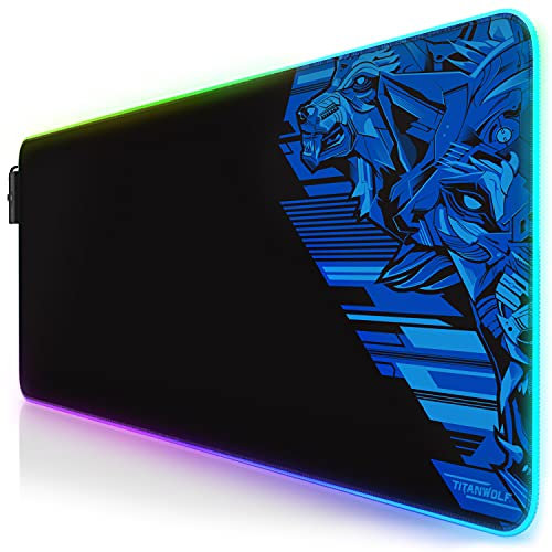 CSL - RGB Gaming Mauspad - LED Schreibtischunterlage - 800x300 mm - XXL Mousepad - LED Multi Color - 11 Beleuchtungs-Modi - 7 LED Farben Plus 4 Effektmodi - abwaschbar - Vector Blau