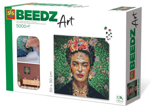 SES Creative 06011 Beedz Art - Frida Kahlo Bügelperlen Set – 5000 Perlen, 4 Stecktafeln, Kunsthandwerk Set, Geeignet ab 12 Jahren, diverse Farben