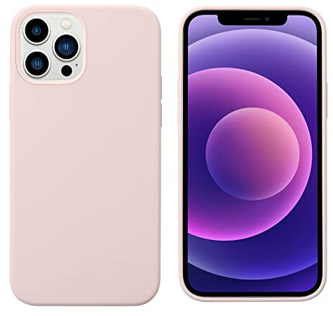 THBY Cover per iPhone 12 PRO Max, Custodia Antiurto Gomma Gel Silicio Liquido con Fodera Tessile Microfibra Morbida per Apple iPhone 12 PRO Max. (Rosa, per iPhone 12 Pro Max)