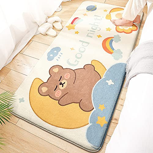 MOSHOINOT Bettvorleger Kinderzimmer Waschbar Läufer Teppich Rechteck Runner Modern Kinderteppich Waschbare für Babyzimmer Kleinkinderzimmer Schlafzimmer Kinderteppiche Teppiche Flauschige 40 x 120 cm
