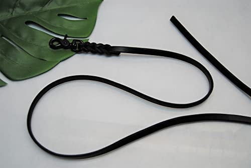 BULLYZEI Lederleine geflochten schwarz 10mm x 3m MIT Schlaufe Scheren-Karabiner Schleppleine Fährtenleine