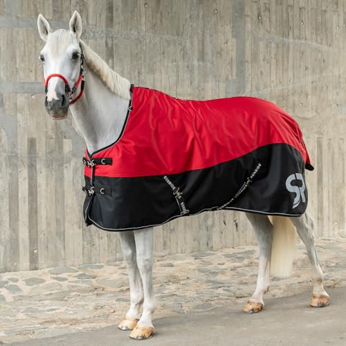 SUNRIDE Winterdecke 250g für Pferde (Helsinki) - reflektierend, 1200D Ripstop - optionales Halsteil - mit Unterdecken kombinierbar (155cm, rot)
