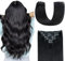 AGMITY Clip in Extensions Echthaar Tief Schwarz 50cm 7 Stück 120g Unsichtbar Gerade Glatt Nahtlos Doppelt Genäht Clip in Remy Echthaar (50cm #1 Tief Schwarz)