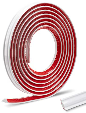 FAKILO 3M Flexible Zierleiste Selbstklebend Deckenleisten PVC Dreieck Zierleiste Weiße Wandleiste Deckenkanten Fliesenkantenleiste für Wandkanten Fliesenkanten(13 * 19mm)