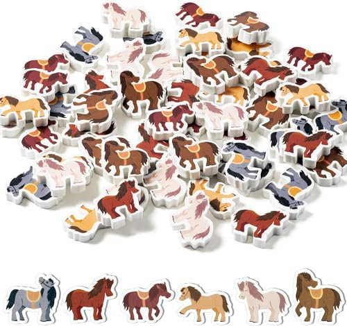 Haooryx 60Stück Mini Nettes Pferd Radiergummi für Kinder Weihnachten Geburtstag Geschenk