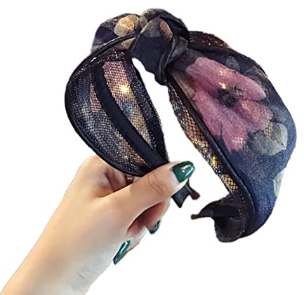 Haarreifen Damen,Breitkrempiges Stirnband mit Schleife,Wunderschön Stirnband Haarschmuck Haarreifen,Haarreif Breit Vintage Headband für Mädchen Damen für Make up,Dating,Yoga,Urlaub,Hochzeiten,GrünA