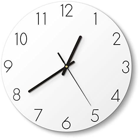 DEQORI Glasuhr | rund Ø 30 cm | Unifarben - Weiß | ausgefallene leise Design Uhr aus Glas | Wanduhr für Wohnzimmer & Küche | Moderne Hingucker Uhr für die Wand