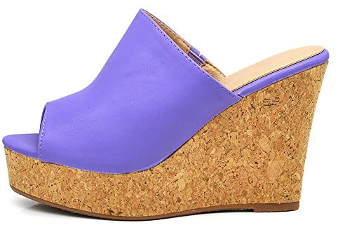IF Fashion Sandali Zatteroni Ciabatte Zeppa Zeppe Alte da Donna Estiva M627 Viola N.37