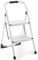 ASPERLAD Tritthocker für Erwachsene, 2 Stufen, zusammenklappbar, 150 kg, rutschfester Tritthocker, faltbar, ergonomisch, 2-Stahlhocker mit breitem Pedal, für Zuhause, Küche, Büro (weiß)