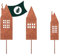 VERDOBA Häuser Gartendeko Stecker- Silberne Deko Häuser - Häusersilhouette Deko Garten - Gartenstecker Häuser mit Antikfinish - stabile Blumenstecker - Silberne Deko für Garten, Balkon & Terrasse