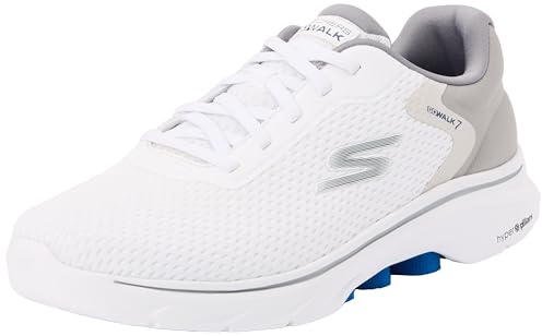 Skechers Herren Go Walk 7 The Construct-Trainer, Weißes und graues Textil-Synthetikmaterial, 41 EU