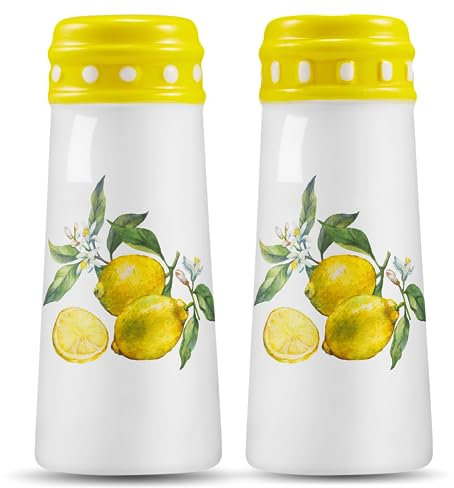 Salero y pimentero de limón, decoración y accesorios de cocina de limón, bonito juego de salero y pimentero de granja, decoración de limón para cocina, condimentos grandes, regalo coleccionable de