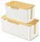 CRROEL Set of 2 Cable Tidy Box for Cable and Cord Management, Cable Management Box, Cable Organisers with Bamboo Lid for Hiding Electric Wire Cord, Power Strip and Extension Lead