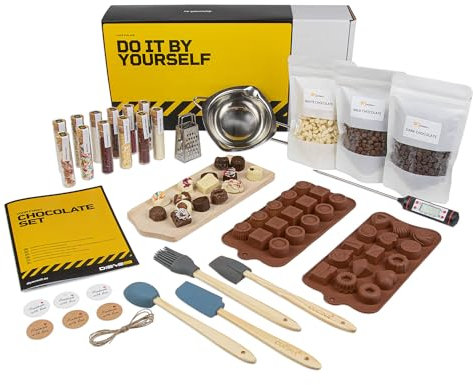 DIBYS Kit para Hacer Bombones para Niños y Adultos | DIY Set con 12 Toppings Naturales | Idea de Regalo Creativo para Cumpleaños y Navidad | Fábrica de Chocolate | Juego de Artesanía