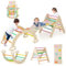 COSTWAY 7 en 1 Triangle d'escalade Montessori Enfants avec Rampe Réversible, Arc d'escalade Montessori ou Bascule en Bois de Hêtre, Charge Max 50KG pour Glisser ou Grimper pour Bébé de 1 an+