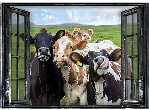 MAXBYE DIY Diamond Painting Kuh, 5D Diamond Painting Set, Tier Malen nach Zahlen Diamant Anfänger Cross Stickerei Malerei Kits Wand Dekor 30x40cm