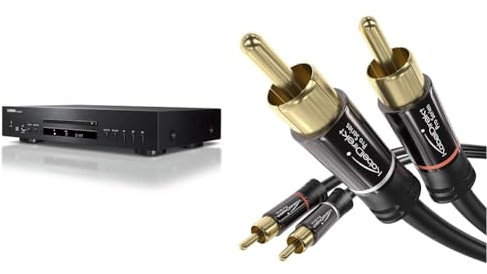 Yamaha CD-S303 – CD-Player mit High-Performance 192 kHz/24-bit DAC & KabelDirekt – 2 m Cinch Kabel, Stereo Audio Kabel 2 x 2 Cinch besonders bruchfest & Brillante Tonqualität