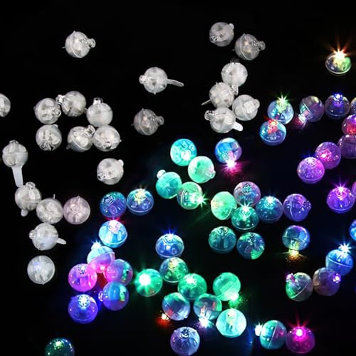 ZoneYan Led Ballons Lichter Bunt, Mini Led Ballonlichter 50 Stück, Bunte Blinkende Lichter, leuchtend Ballon Lampe, für Dekoration Party Geburtstag Hochzeit
