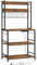 VASAGLE Kitchen Storage Rack with Power Outlet, Coffee Bar, Baker's Rack, with Metal Wire Panel, 14 Hooks, for Microwave, Steel Frame, 40 x 80 x 170 cm, Rustic Brown and Ink Black KKS025K01
