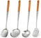 FJNATINH Wok-Pfannenwender,Schöpflöffel, Schaumlöffel und Spachtel Werkzeugset, 43,2 cm, 4PCS Wok Schaufel Set, 304 Edelstahl