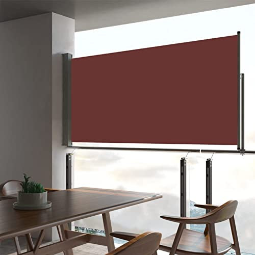 Chaduof Ausziehbare Seitenmarkise, Windschutz, Seitenmarkise, Sichtschutz Ausziehbar, Seitenwandmarkiese, 80×300 cm Braun