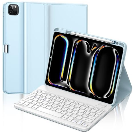 IVEOPPE Cover iPad Pro 11 5 Gen 2024 Con Tastiera Italiano Bluetooth Staccabile per iPad Pro 11 M4 2024, Blu Cielo