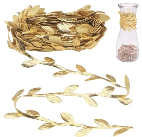 10M Décoré Vigne doré,Corde de Feuille Artificielle,Artificielle Feuille De Vigne Ruban Garland,Décoré de Vigne,Guirlande Artificielle Feuillage Doré,pour Bricolage,Artisanat,Fête,Mariage,Décoration